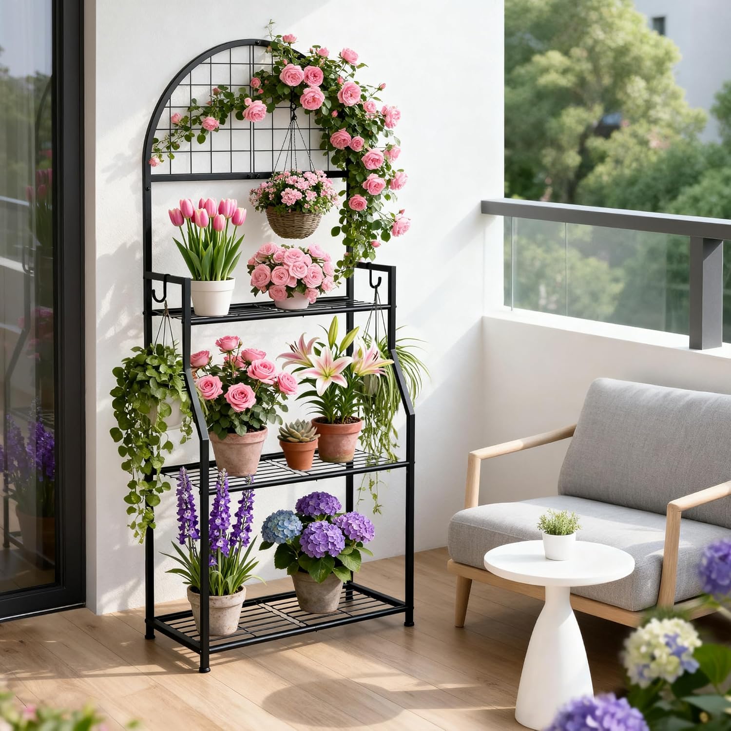 3 Tier Plant Stand Indoor Outdoor, Metal Plant Display Stand Plants Sh