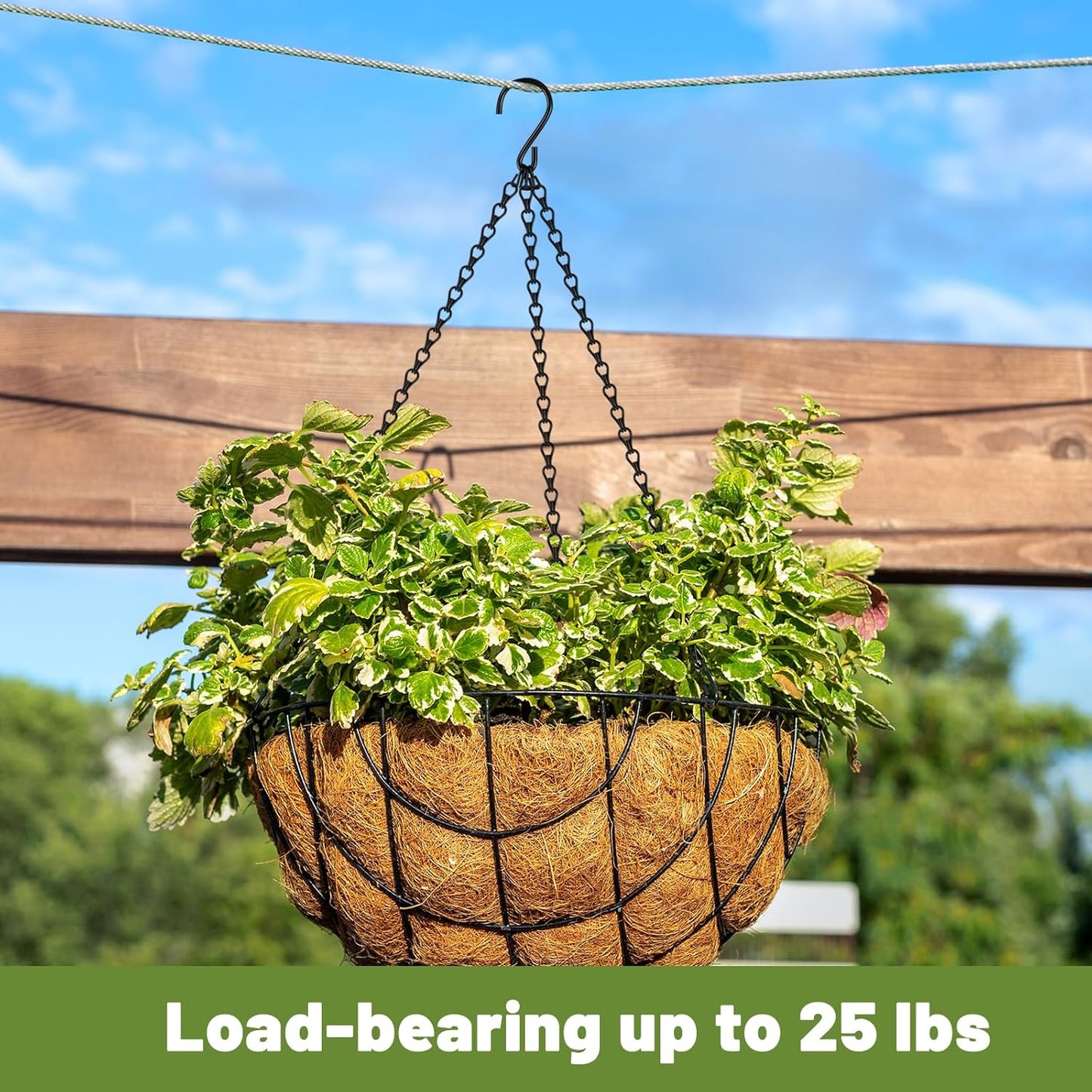 4 Pack 18Inch Hanging Basket Chain,Black Hanging Chain with Hooks Flower Pot Chain Replacement Plant Hangers for Bird Feeders,Planters Wind Chimes and Decorative