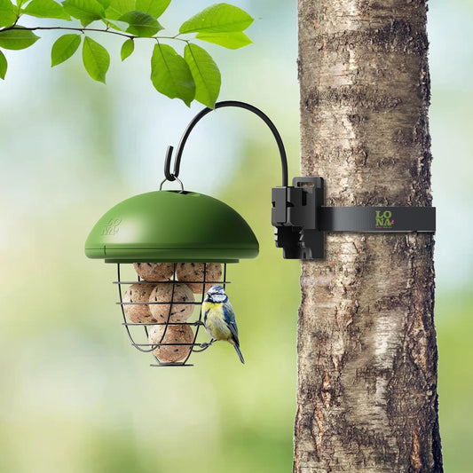 LONA Suet Ball Bird Feeder Outdoor Hanging Fat Ball Feeders with Versatile Mount Durable Weatherproof Washable Transparent Tube Wire Steel Metal Feeder for Wild Birds