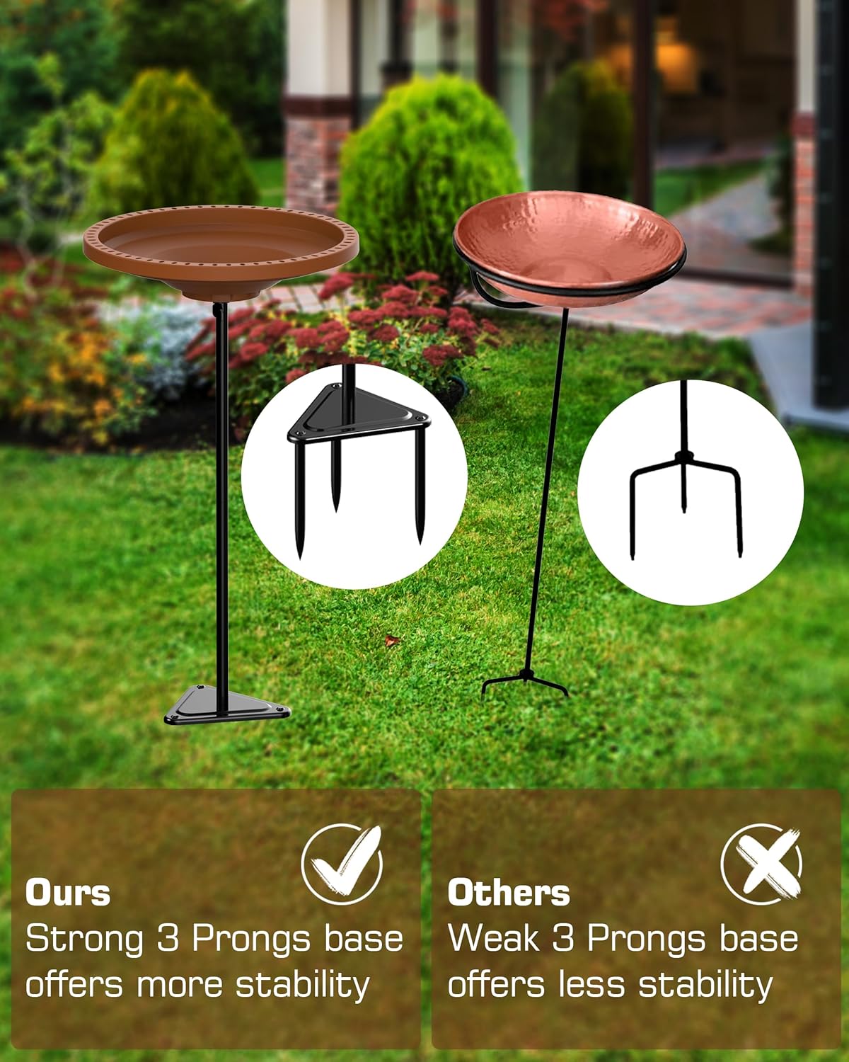 Bird Baths for Outdoors Heavy Duty, 38.5 in Detachable Birdbaths for T