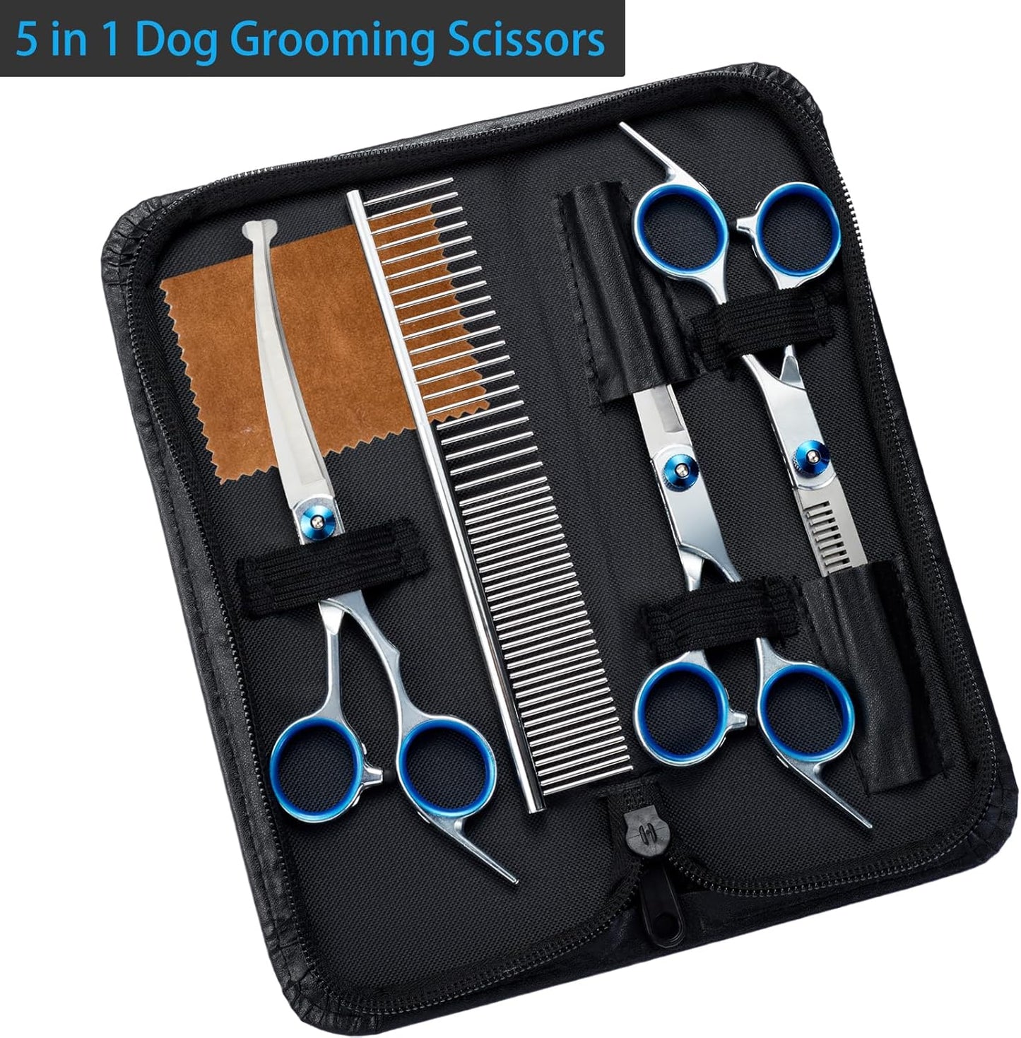 5 in 1 Premium Dog Grooming Scissors, Professional Dog Scissors for Gr