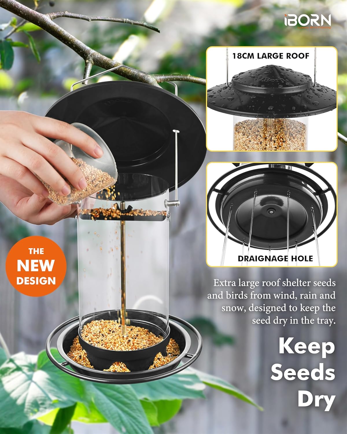 iBorn Metal Bird Feeders for Outdoors Hanging,Wild Bird Feeders for Ca