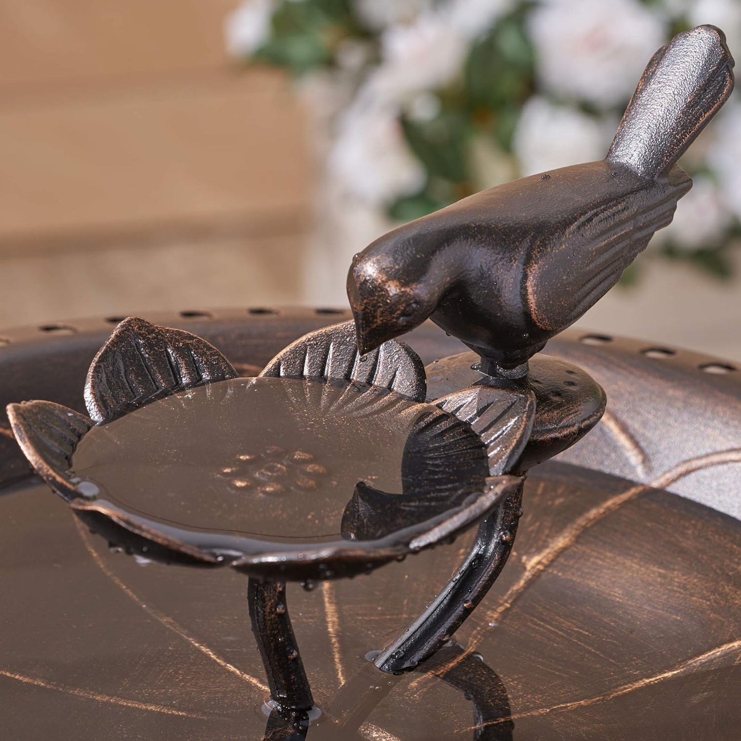 Christopher Knight Home Anessa Outdoor Aluminum and Iron Bird Bath, Shiny Copper