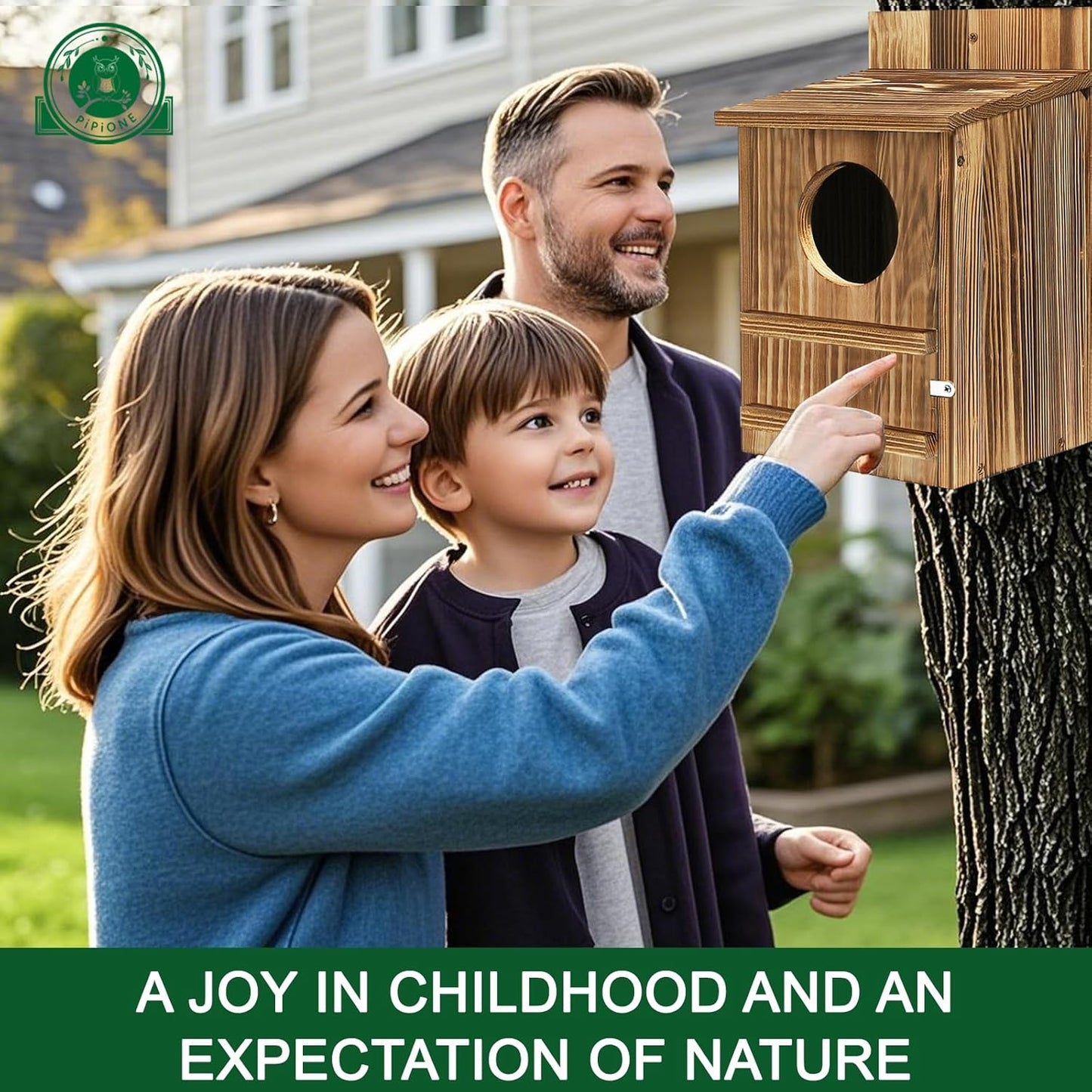 Squirrel Houses Owl House Bird Houses for Outside, Owl Box Birdhouses for Outdoors, Wooden Bird Nesting Boxes with Shavings for Wildlife Lovers, Easy Assembly Required