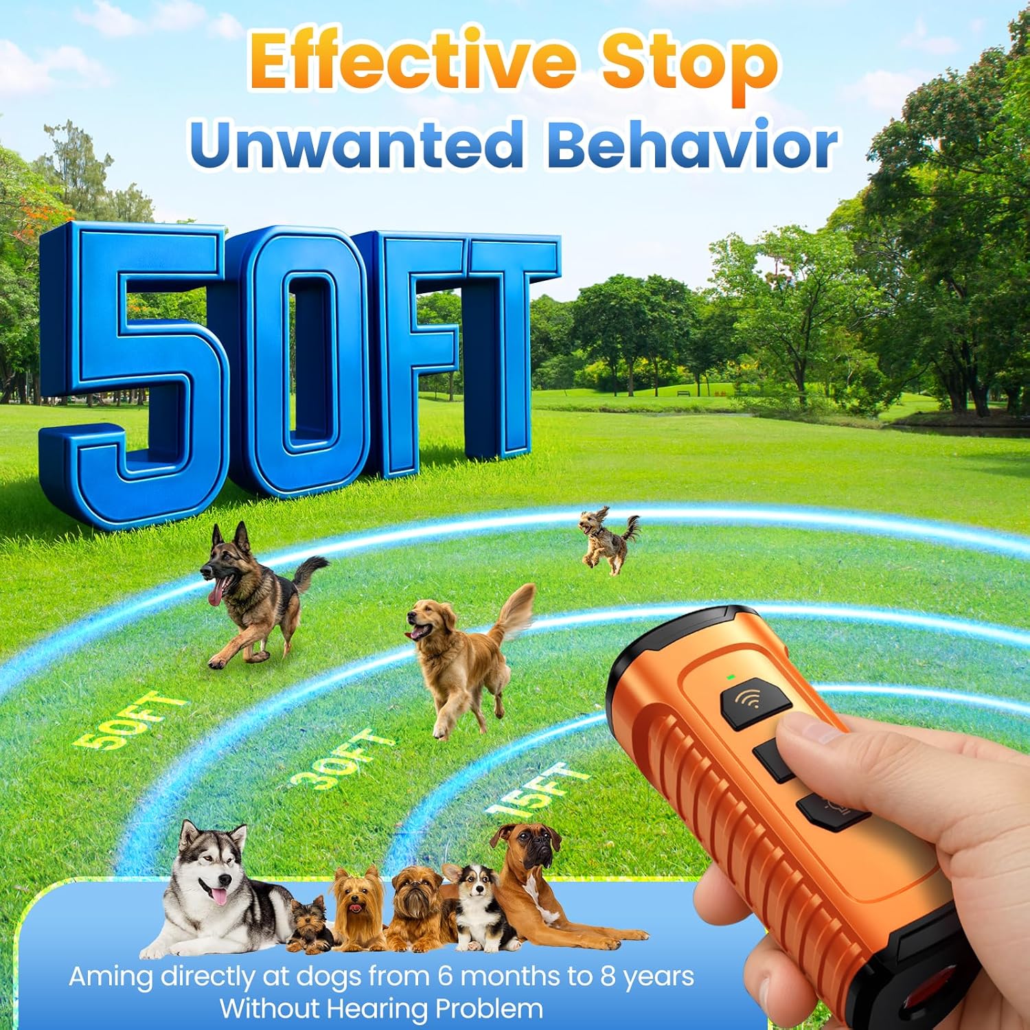Dog Bark Deterrent Device 3X Anti Barking Device for Dogs, 5 Modes Sto
