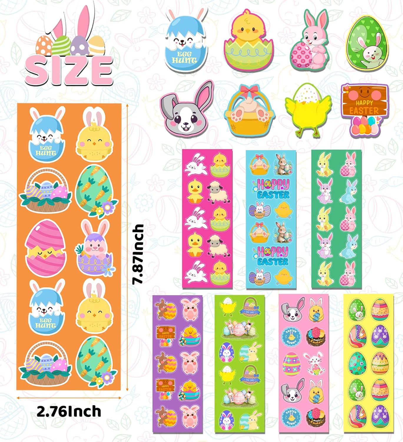 Easter Stickers for Kids - 400 Pcs Easter Basket Stuffers | Easters Gifts Decorations for Egg,Easters Crafts Activities Party Favors for Boys Girls Teens Adults