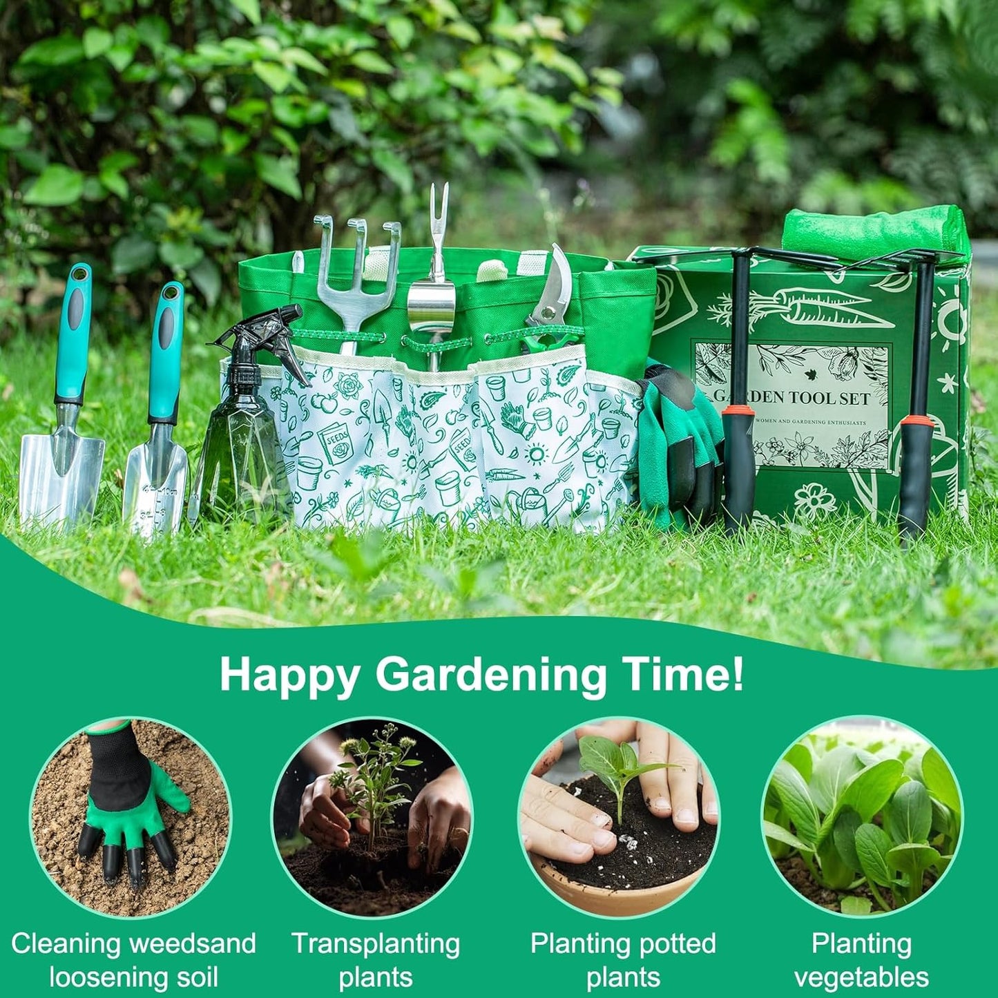 Garden Tool Set for Women, 12pcs Heavy Duty Gardening Tools, Cute Gard