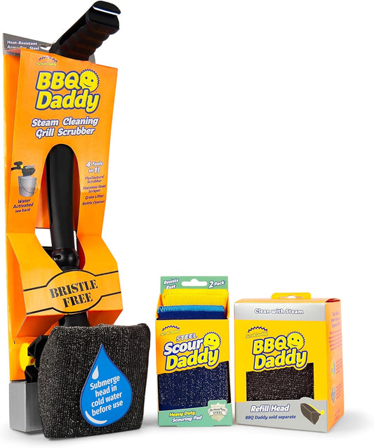 Scrub Daddy BBQ Daddy Grill Cleaner Kit - Bristle Free Grill Brush wit