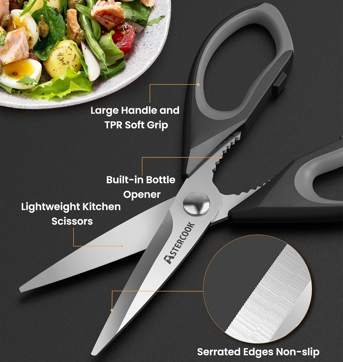 Astercook Kitchen Scissors All Purpose Heavy Duty,3 Pack Kitchen Shear