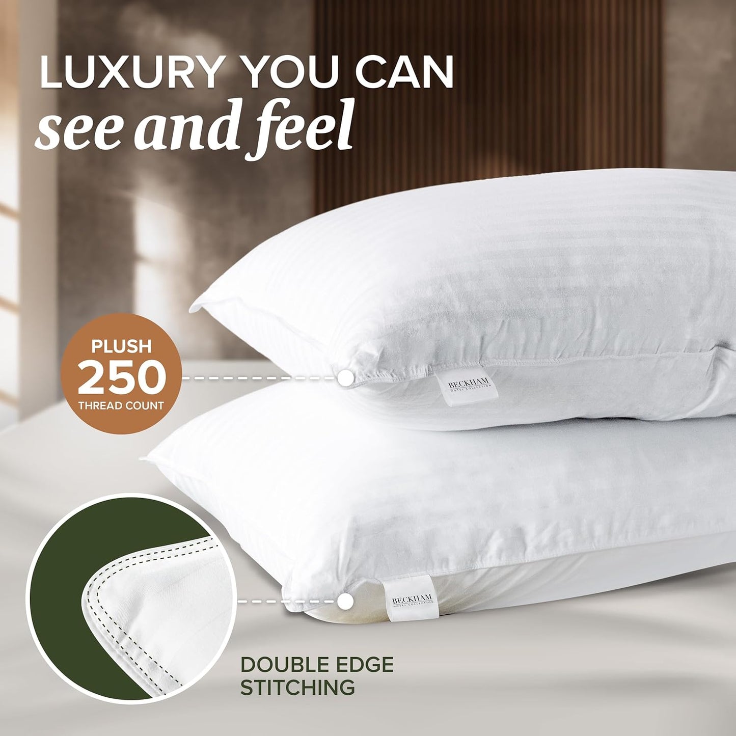 Beckham Hotel Collection King Size Pillow Protector 2 Pack with Zipper, Soft and Breathable Cotton Pillow Protector Covers