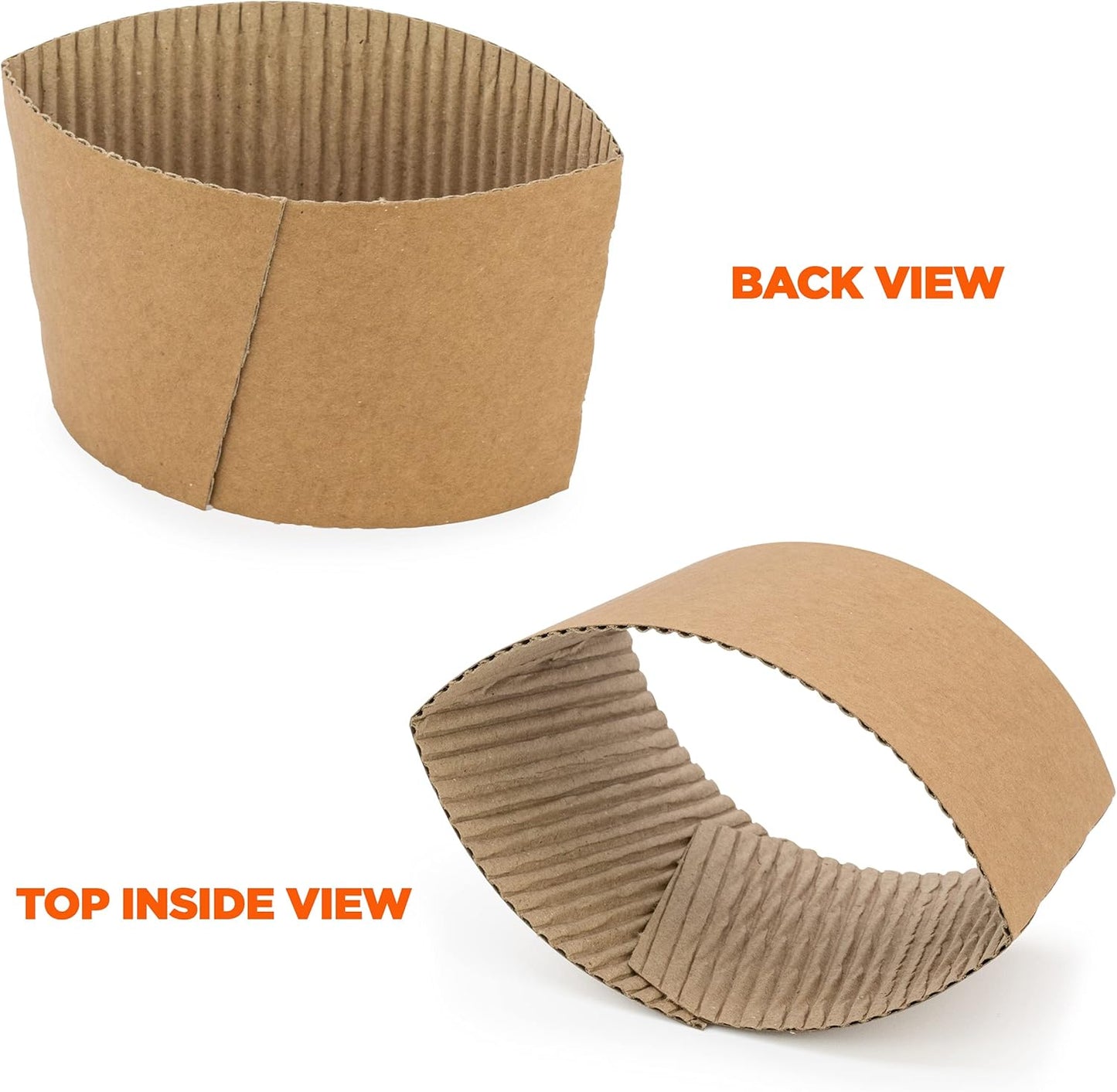 FMP Brands [100 Pack] Kraft Coffee Cup Sleeves Disposable for Hot Drinks, Durable Corrugated Cardboard Cup Sleeves for 12-24 oz Cups, Beverage Insulator and Hand Protection for Hot & Cold Drinks