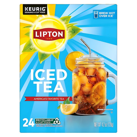Lipton Unsweetened Black Iced Tea K-Cups 24-Pack for Keurig Coffee Mak