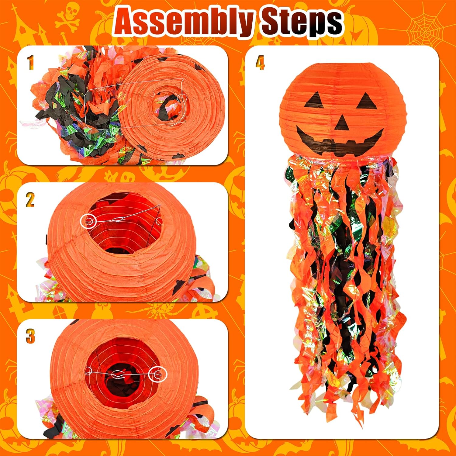 ADLKGG Pumpkin Paper Lanterns for Halloween Party Decorations, Orange 