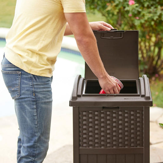 Suncast 33 Gallon Commercial Outdoor Trashcan Hideaway with Lid for 30