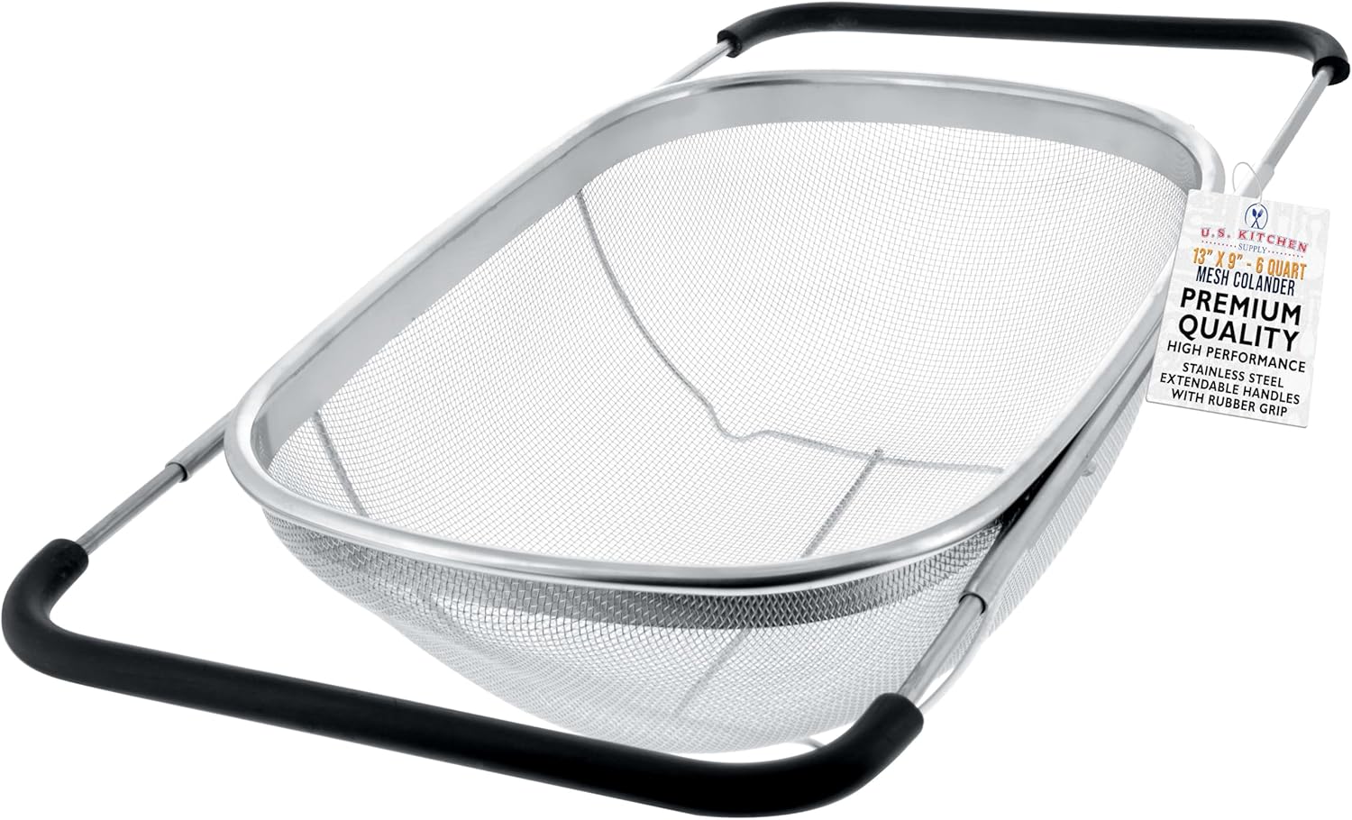 U.S. Kitchen Supply Stainless Steel Colander Strainer - 6-Quart Collap