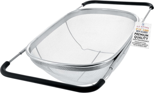 U.S. Kitchen Supply Stainless Steel Colander Strainer - 6-Quart Collap