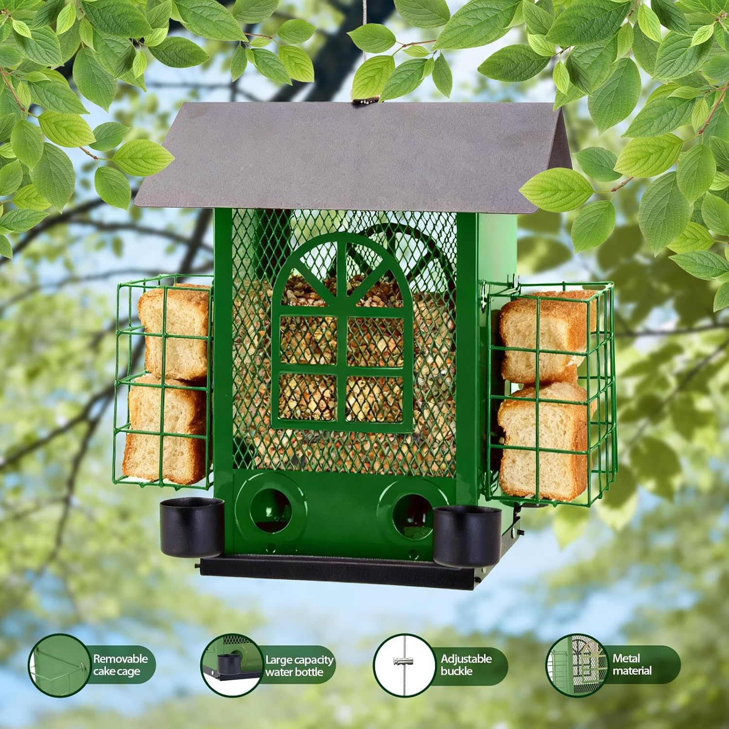 Outdoor Metal Hanging Bird Feeder Large Capacity Premium Wild Bird Fee