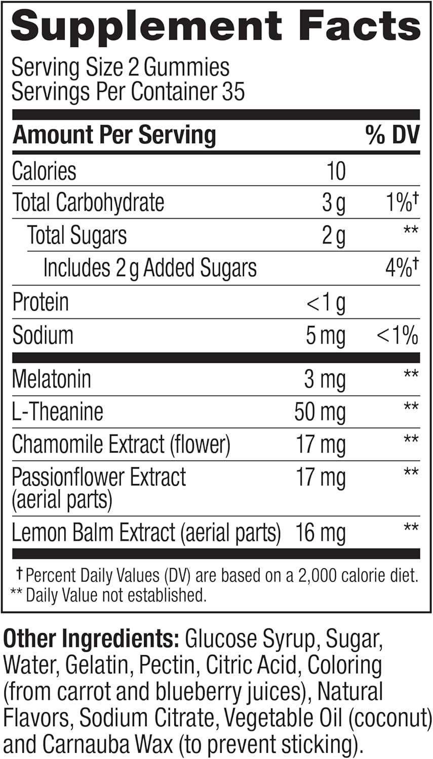 OLLY Sleep Gummy, 3 mg Melatonin, L-Theanine, Chamomile, Lemon Balm, S