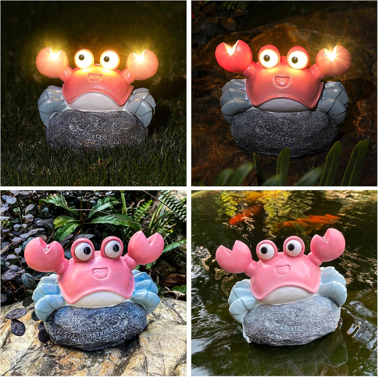 Solar Crab Outdoor Statues for Garden，Outside Decor Yard Art Lawn Ornaments Porch Patio Balcony Home House，Unique Birthdays Gifts for Mom Grandma Women Wife Sister Children Pink