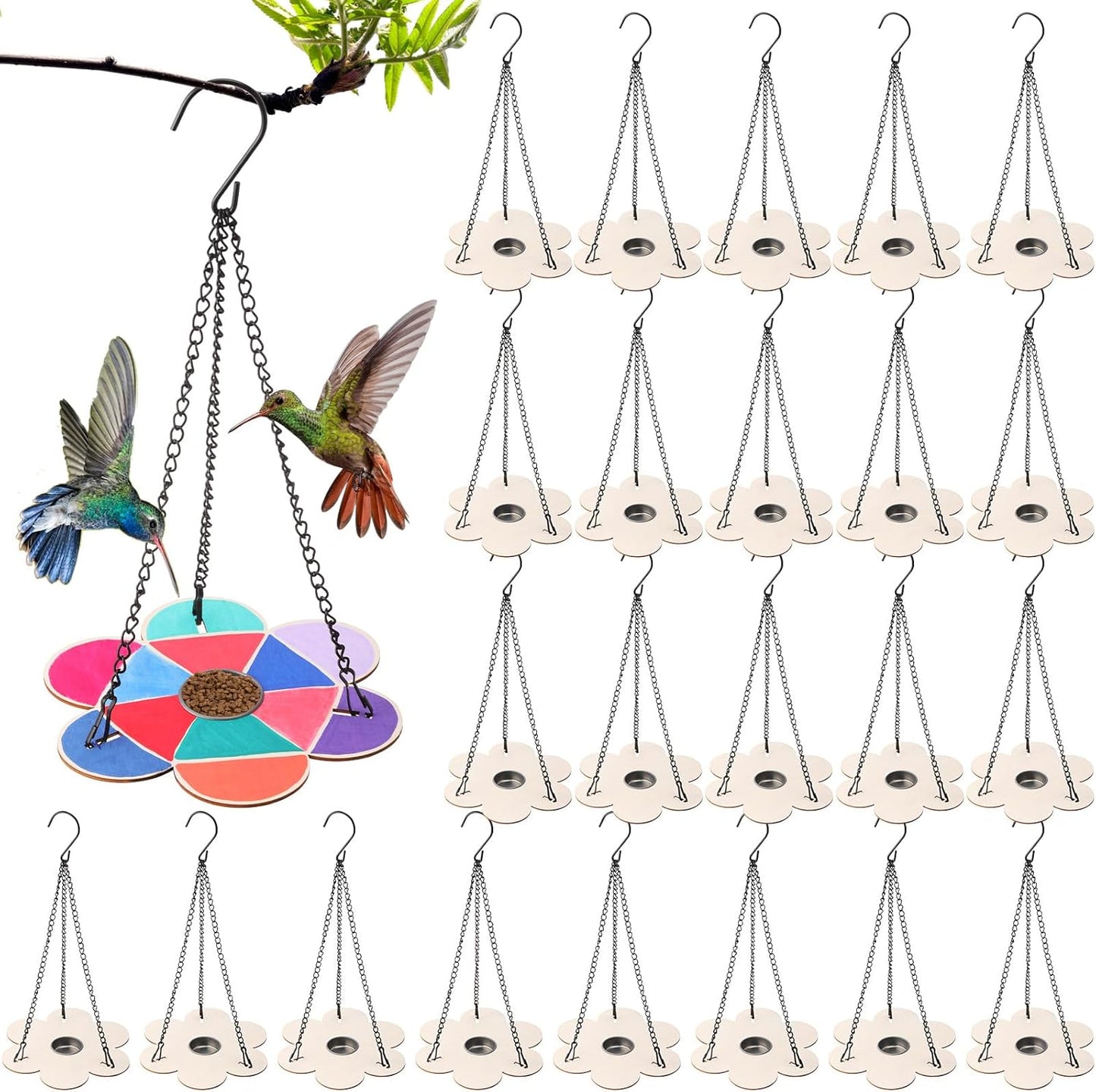 DoubleFill 36 Pack Bird Feeder Craft Kits with Chains for Kids Ages 3-