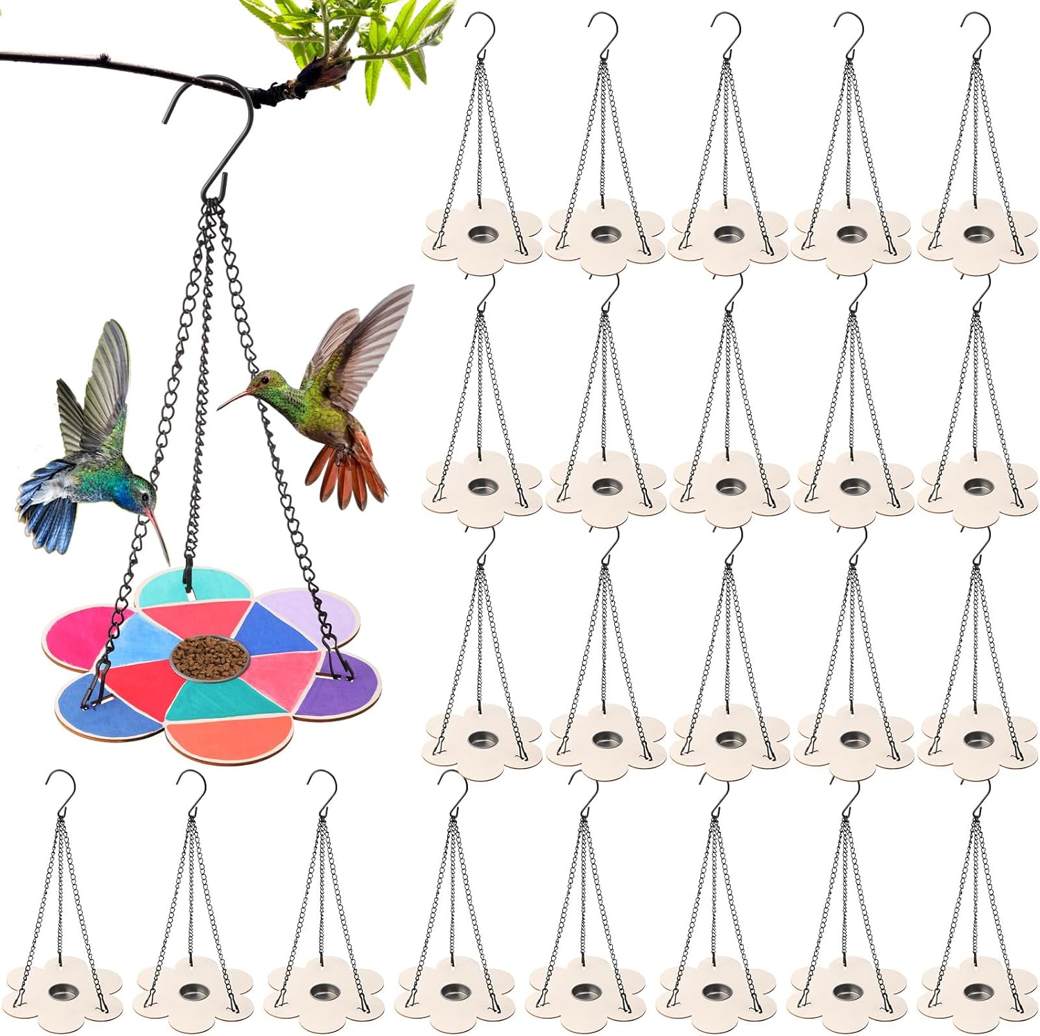 DoubleFill 36 Pack Bird Feeder Craft Kits with Chains for Kids Ages 3-