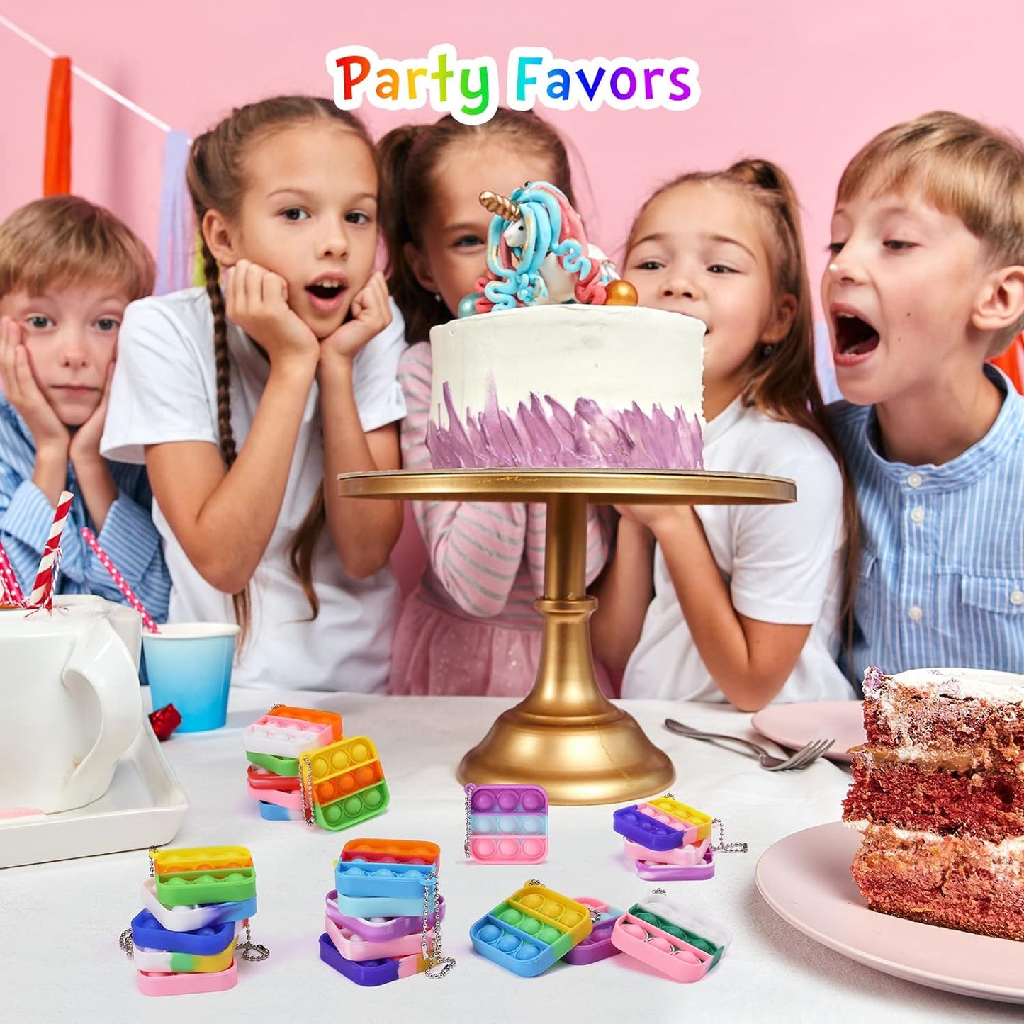 Kids Party Favors Fidget Toys Bulk 30 Pack Mini Pop Fidget Keychain Its Birthday Party Favors for Kids 4-8,8-12 Small Classroom Prizes It Student Gifts for Students Easter Basket Stuffers for Kids