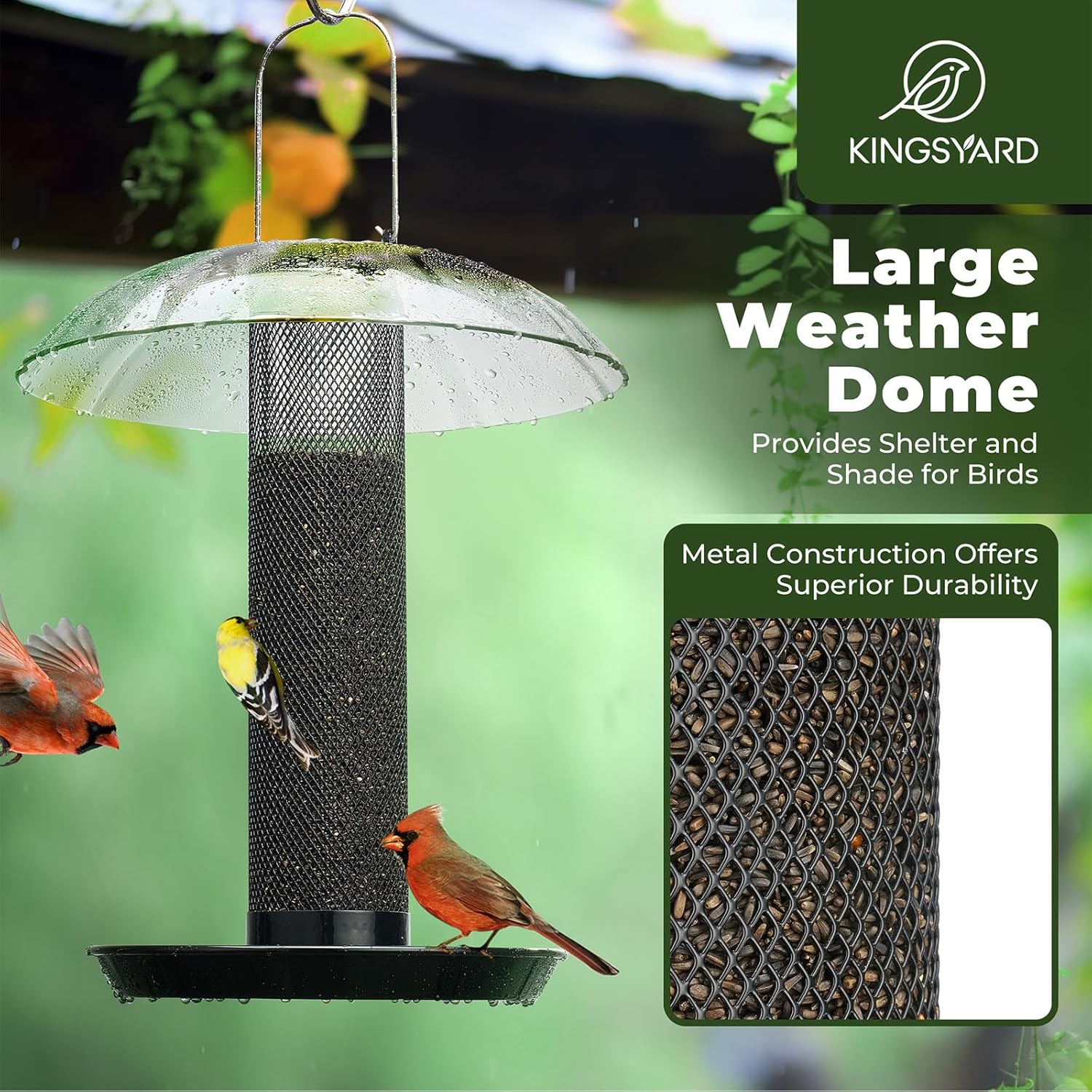 Kingsyard Finch Bird Feeder for Outdoors Hanging, Metal Mesh Tube Bird