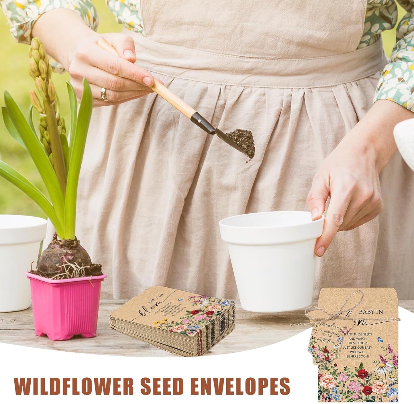JarThenaAMCS 100Pcs Baby Shower Seed Packets Spring Wildflower Self Ad