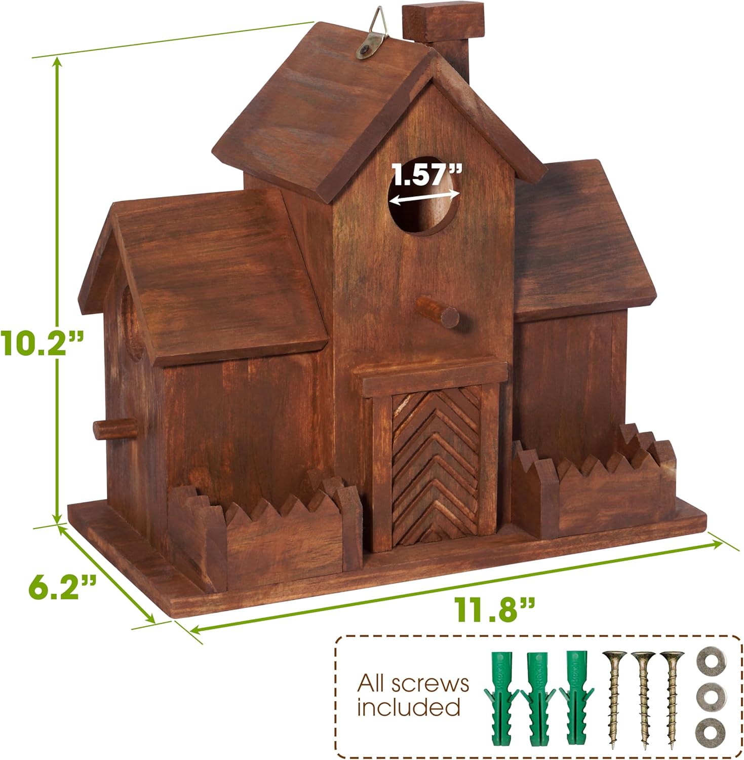 MIXUMON Bird Houses for Outside with Bird Feeder, Outdoor 3 Hole Bird 
