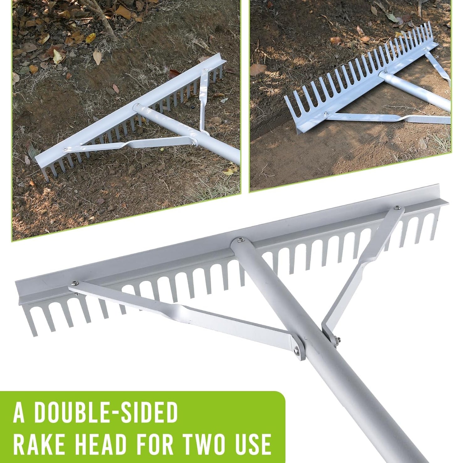 24 Inch Aluminum Landscape Rake, Garden Rake, Heavy Duty Rakes for Law