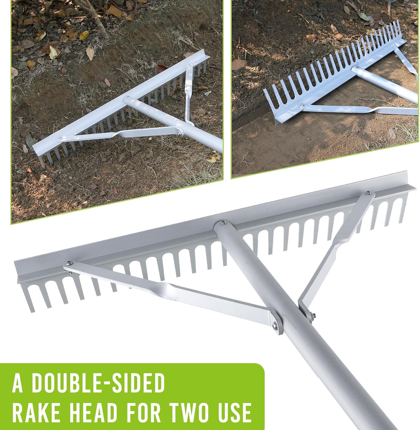 24 Inch Aluminum Landscape Rake, Garden Rake, Heavy Duty Rakes for Law