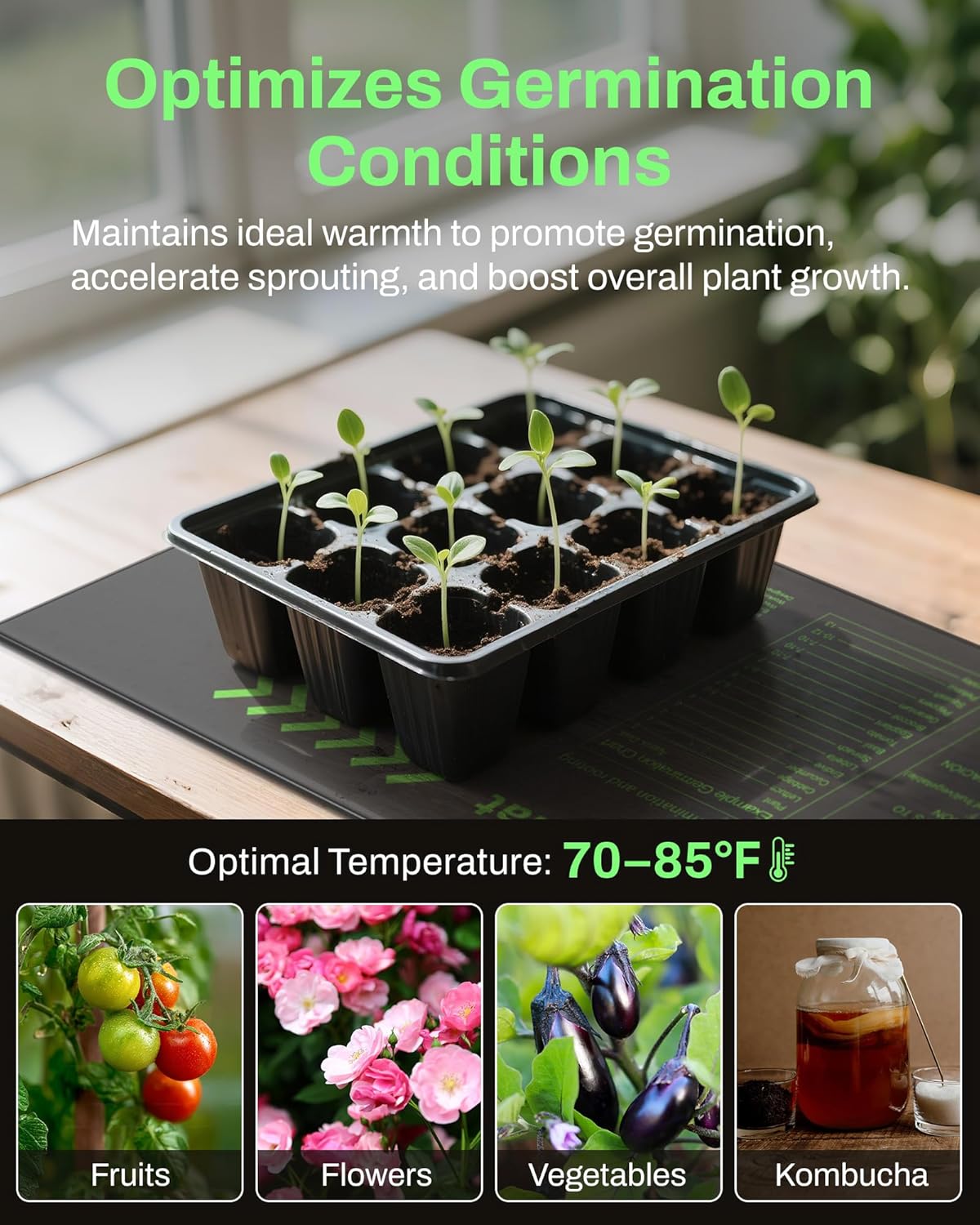 BN-LINK Durable Seedling Heat Mat for Seed Starting 10" x 20.75", 2 Pa