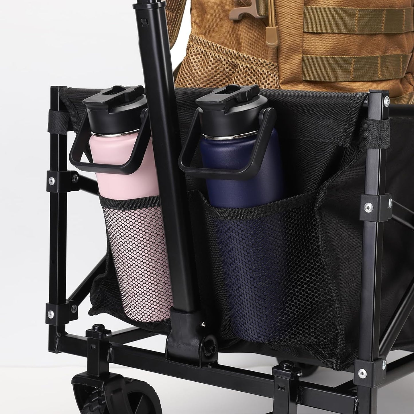 Folding Trolley Rolling Cart with All-Terrain Wheels and Telescoping Handle for Baggage Hauling and Shopping and Outdoor Sports 200LBS and 70L Load Capacity