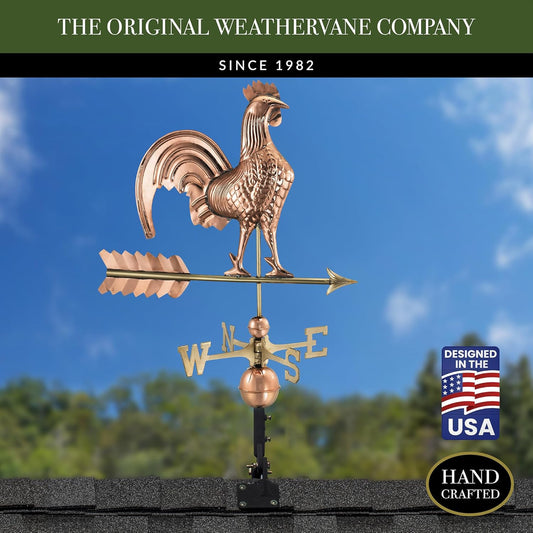Good Directions Rooster Weathervane, Pure Copper, Polished Finish, 25-