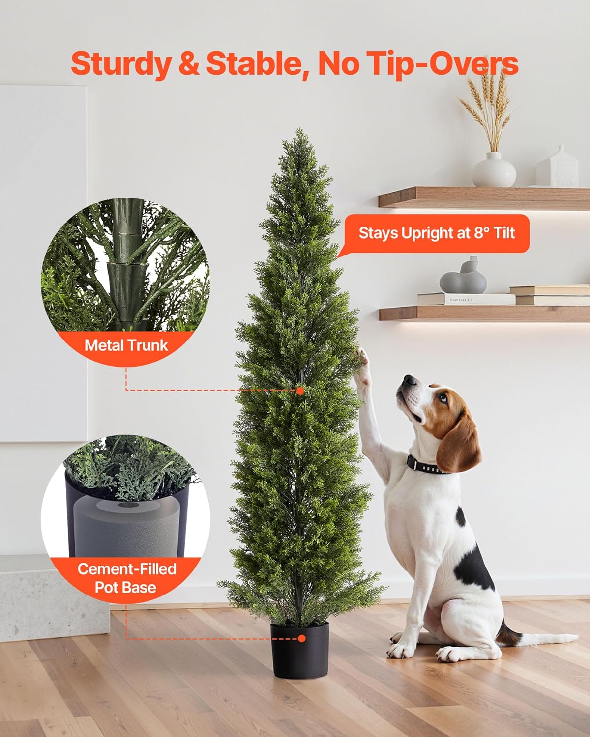 VEVOR Artificial Cedar Topiary Trees, 60 inch 2 Set Faux Pine Shrubs P