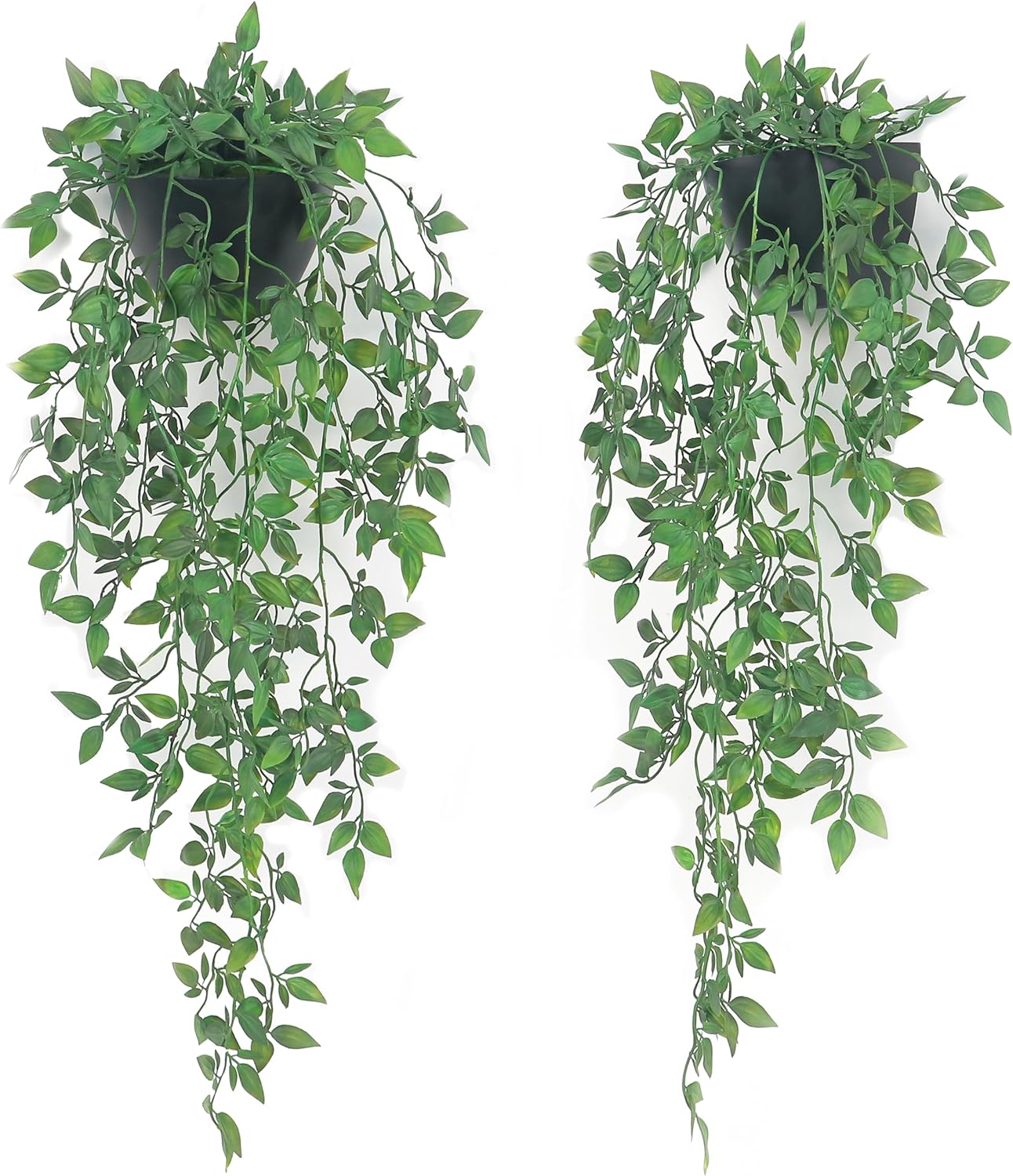 Artificial Hanging Plants 2 Pack, Fake Mandala Vine Greenery with Wall Planter for Office Living Room Bathroom Indoor Décor