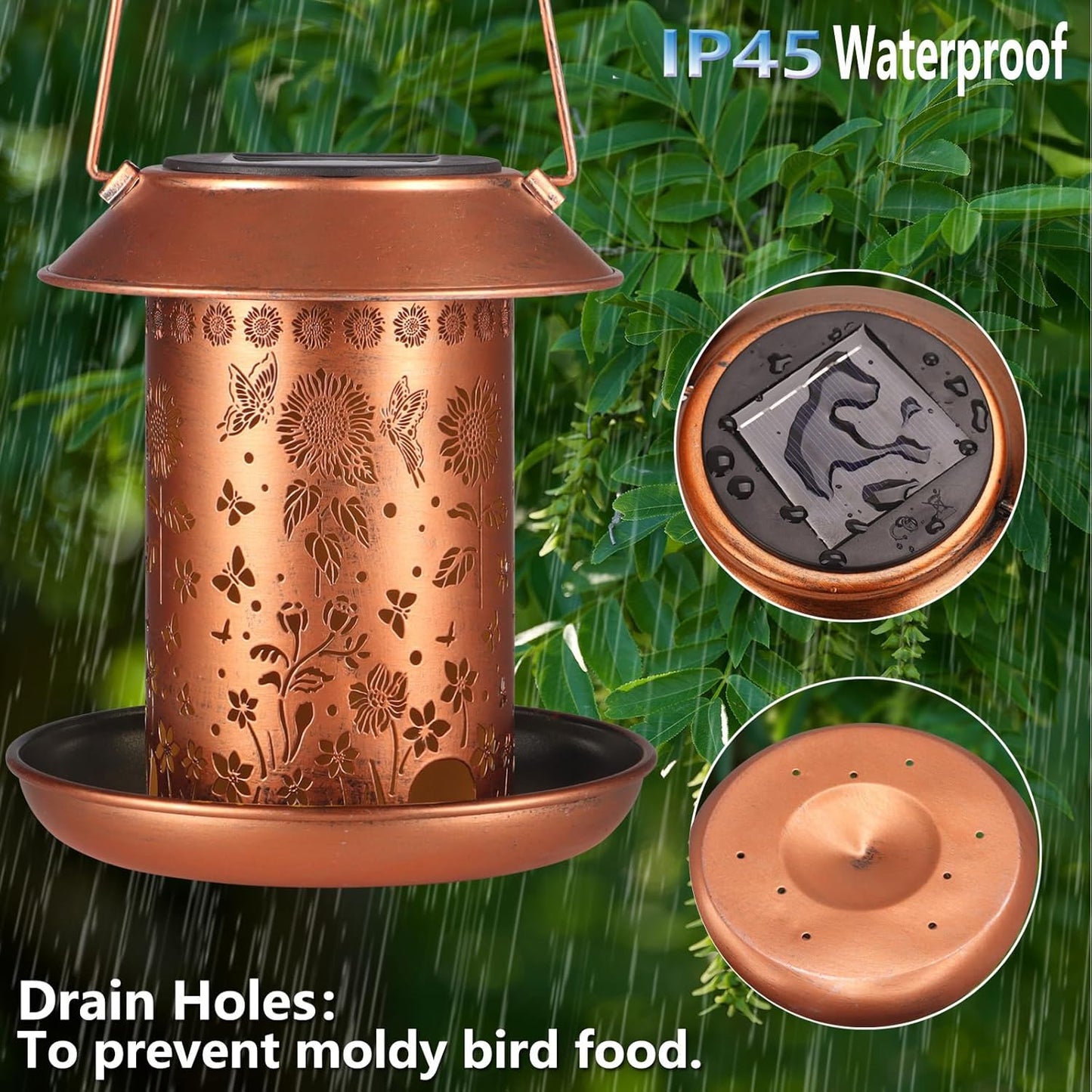 Sunflower Solar Bird Feeder for Outdoors Hanging Solar Lanterns Waterp