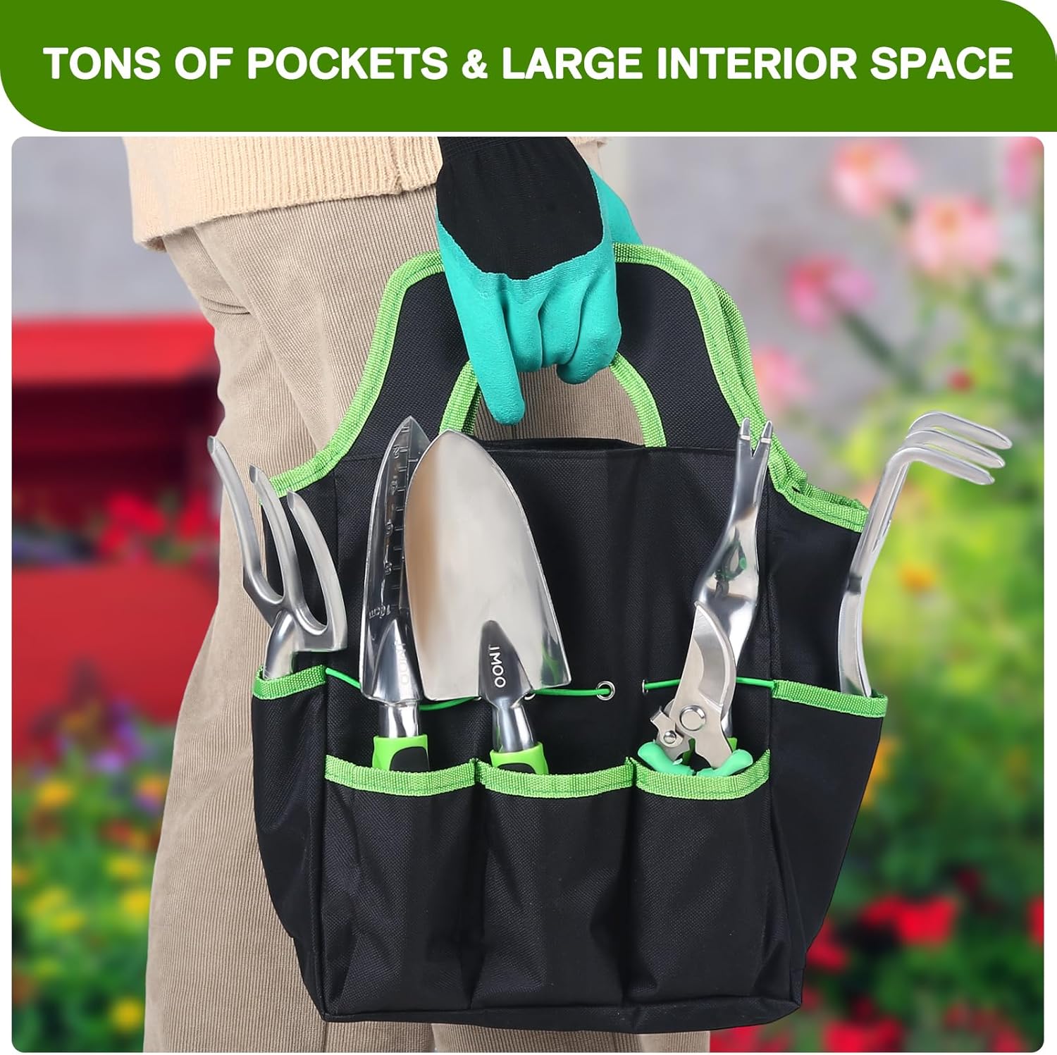 JMOO Garden Tools, 8-Piece Garden Tool Set with Non-Slip Ergonomic Han