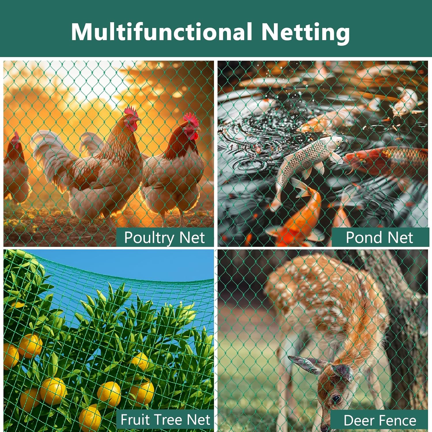 Bird Netting for Chicken Coop, Garden Net, Poultry Net, Pond Net, Frui