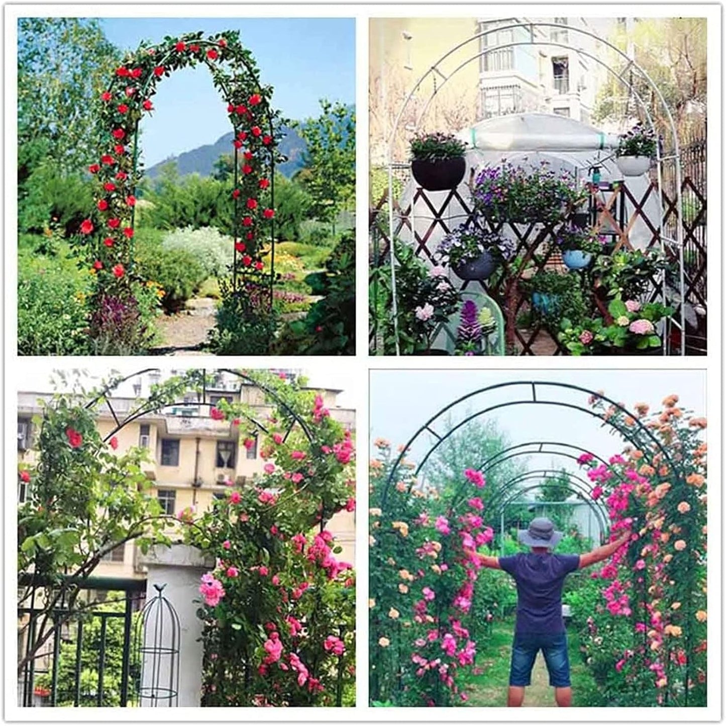 Heavy Duty Metal Garden Arch Trellis for Climbing Plants, Vines, Flowers & Vegetables - Perfect Outdoor Wedding Decoration for Lawn, Patio, Gazebo & Garden Parties