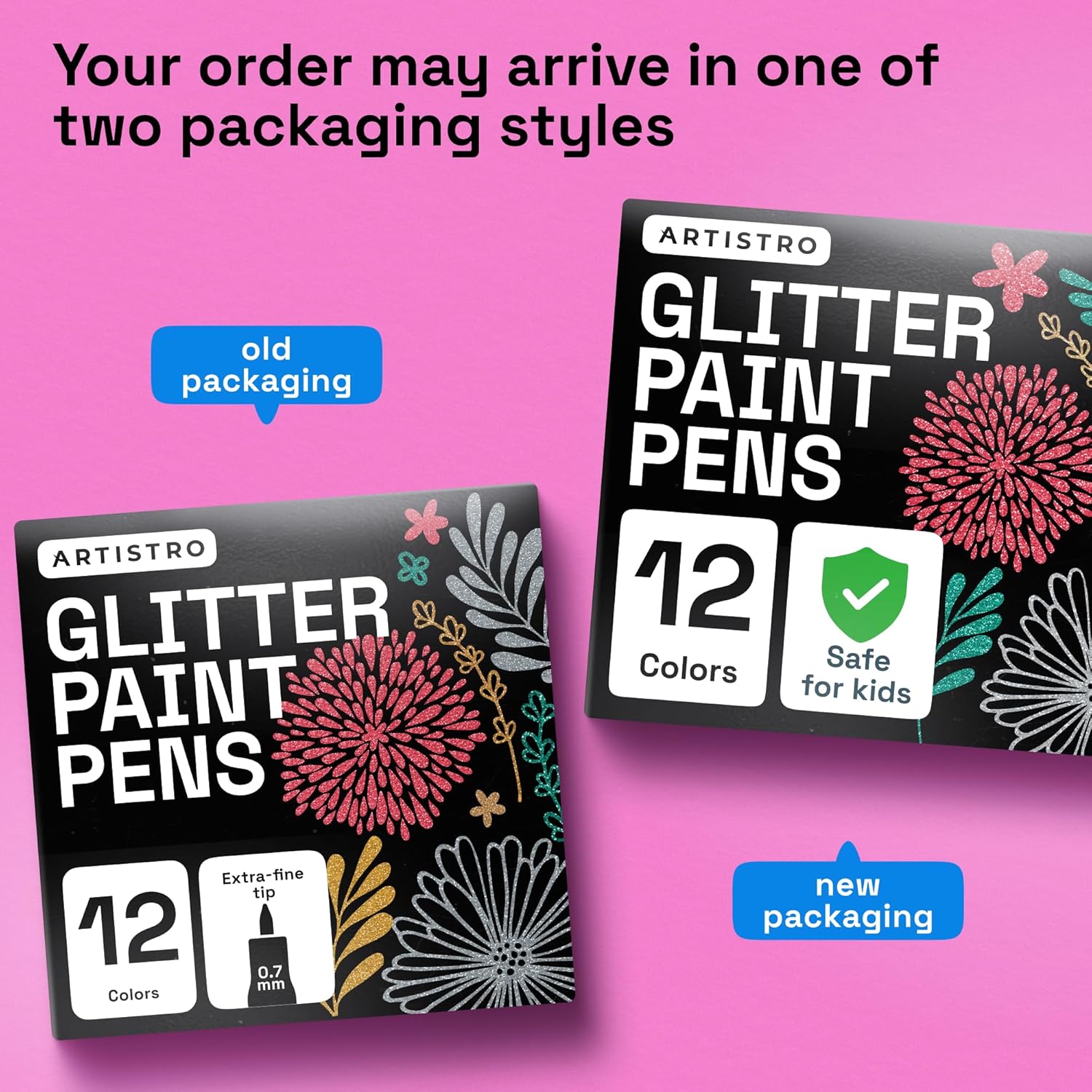 ARTISTRO 12 Glitter Paint Pens for Glass Marking, Rock Painting, Ceram