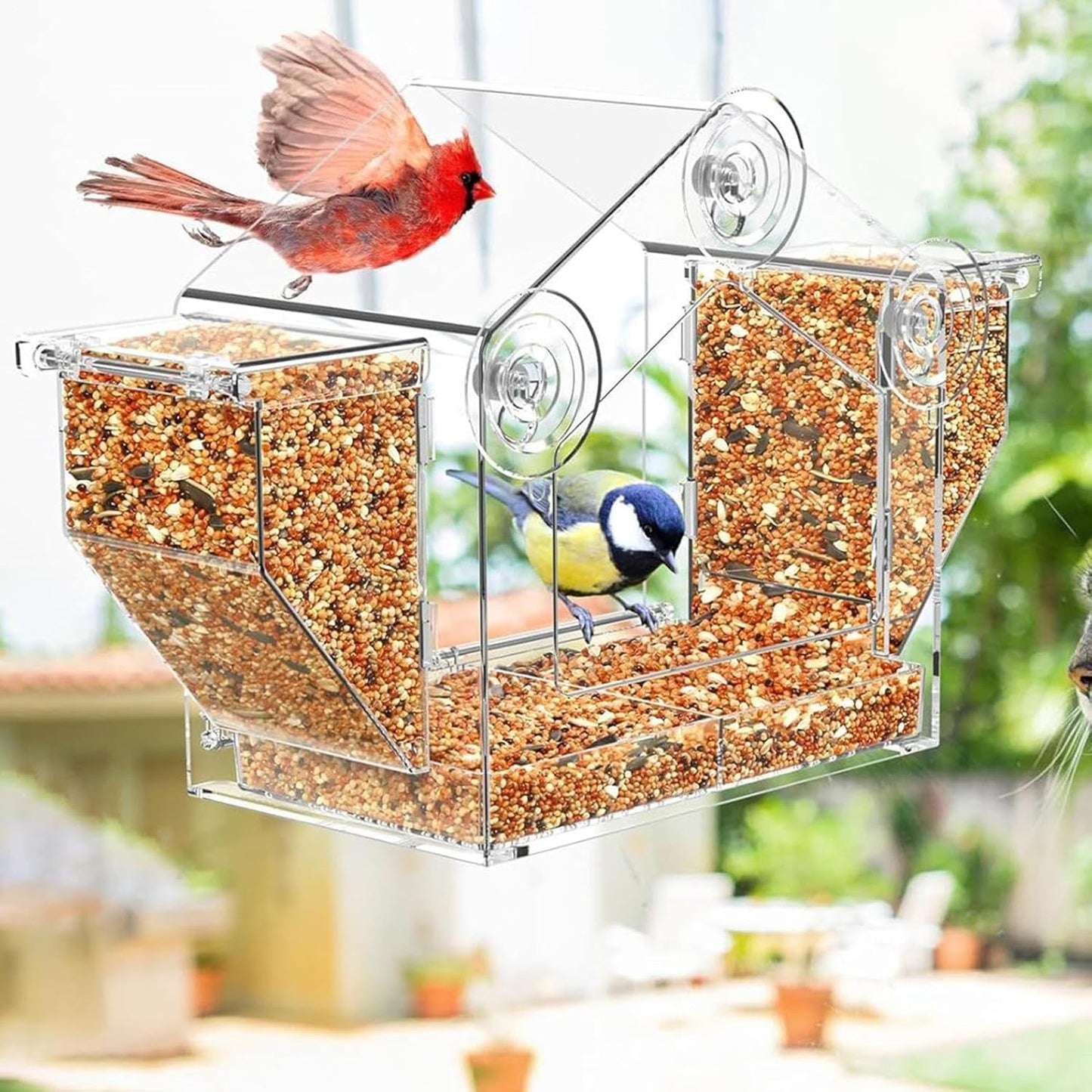 Window Bird Feeder | Clear Suction Cup Finch Feeding Box - Squirrel Proof Acrylic Bird Feeders for Outside,for Finch Watching Viewing Garden Balcony Backyard