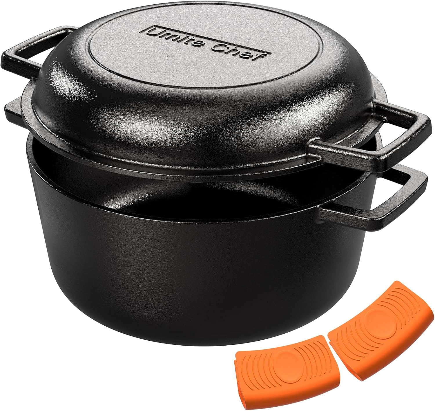 Cast Iron Dutch Oven Pot with Skillet Lid – Pre-Seasoned – Skillet Lid