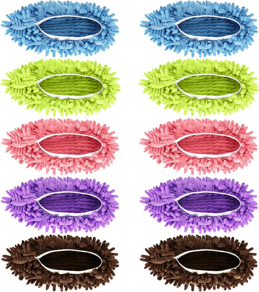 Mop Slippers Shoes 5 Pairs (10 Pieces) - Microfiber Cleaning House Mop