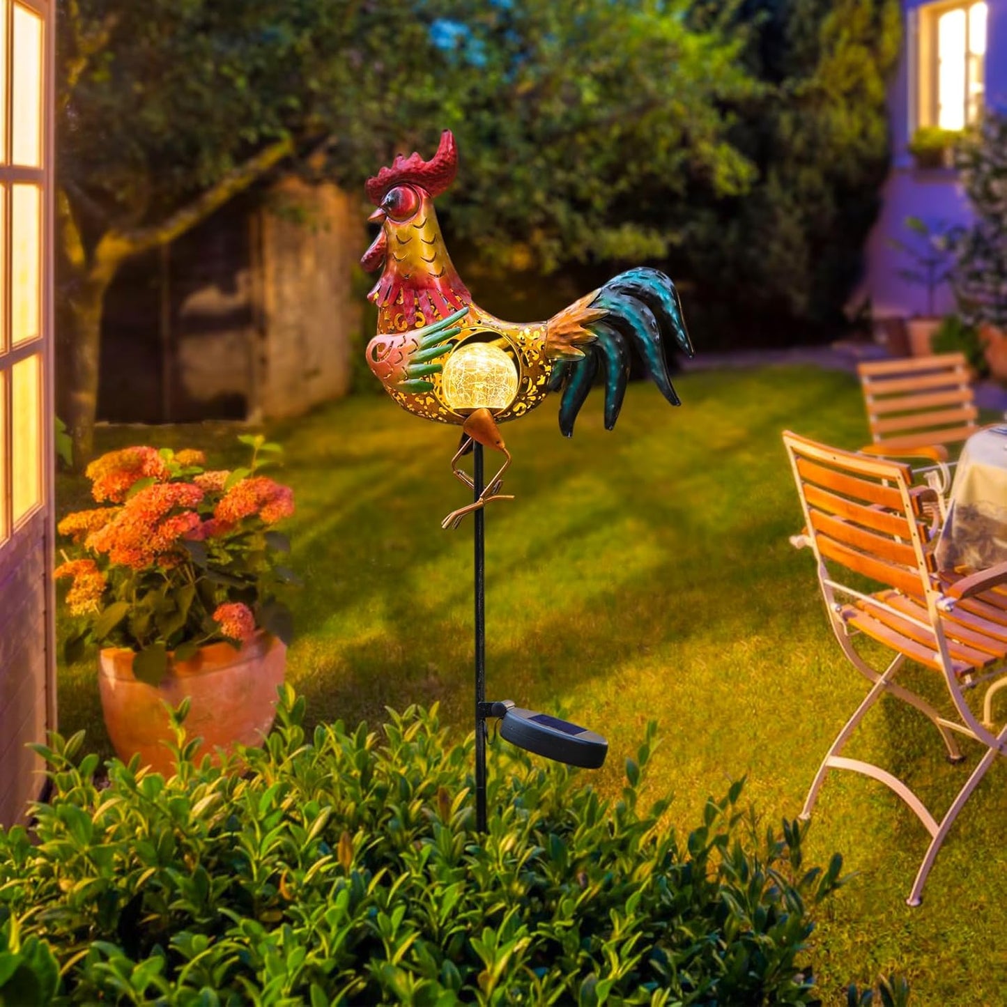 Tryme Rooster Solar Lights Outdoor Decorative Garden Statue Gifts for 