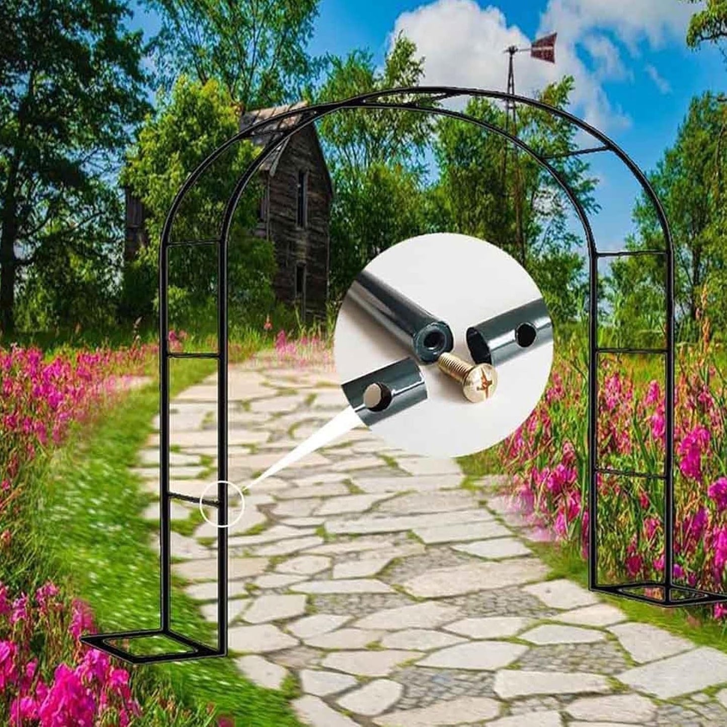 Heavy Duty Garden Trellis Arch for Climbing Plants, Metal Rose Arbor Support, Outdoor Wedding Archway, 1.2x2.2m Large Trellis for Roses and Vines