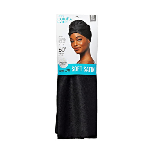 KISS COLORS & CARE Soft Satin Wrap Scarf - Black, Long Lasting, Multi-