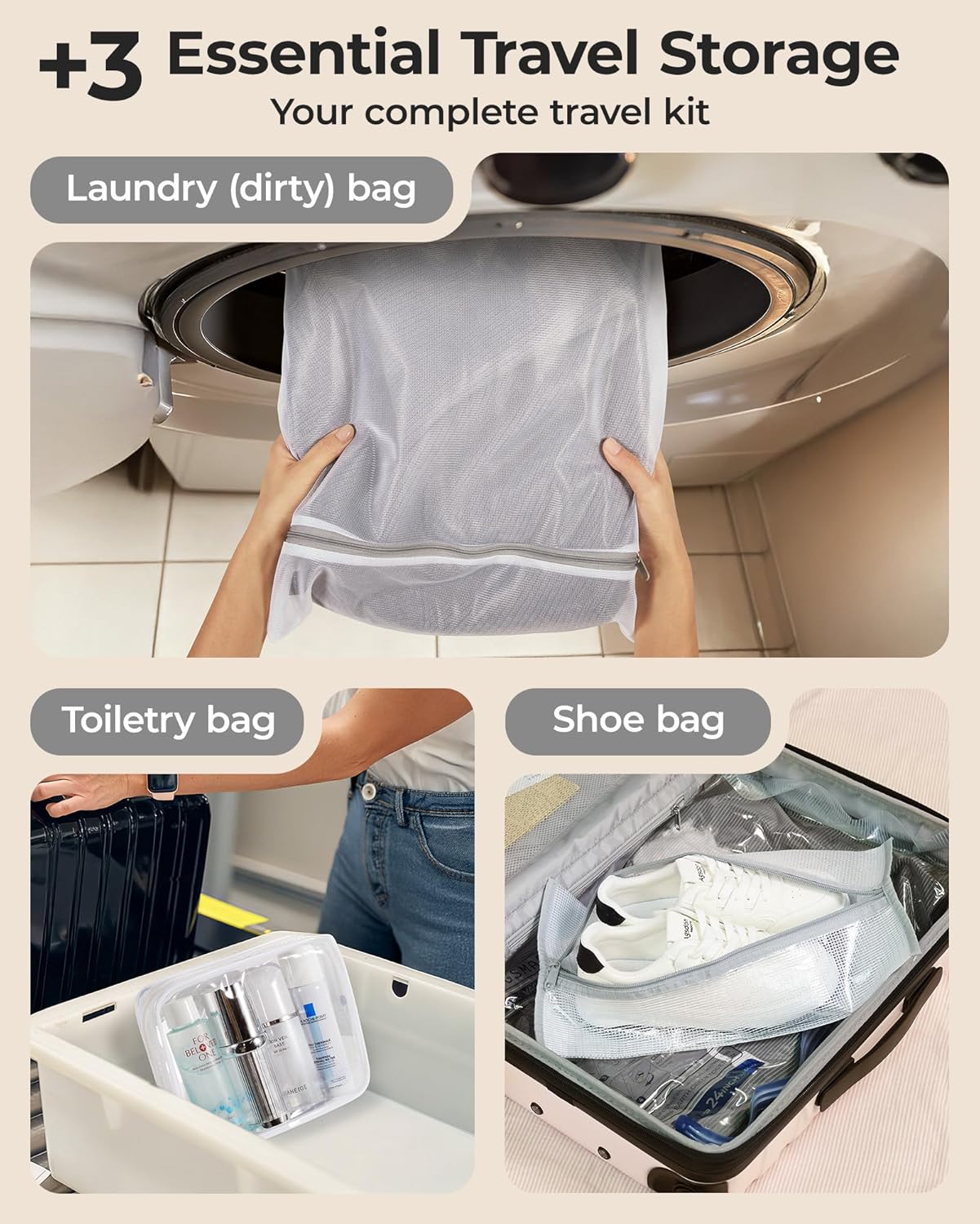 BAGSMART Vacuum Storage Bags for Travel with Rechargeable Air Pump, Portable Space Saver Bags for Travel & Home, Vacuum Compression Seal Bag for Clothing, Blanket, 18 Pack Multicolor