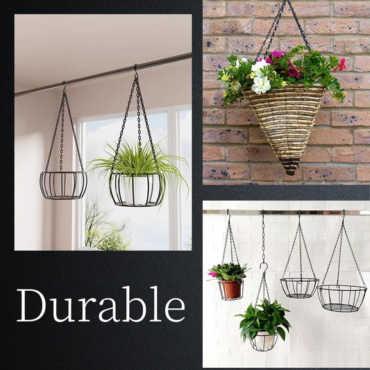 28 inch Hooked Hanging Chain, Used for Bird feeders, Bird Baths, hydroponic Plants, Lanterns, Wind Chimes, Flower Baskets, billboards, and Decorative Purposes, 6 Pieces in Black
