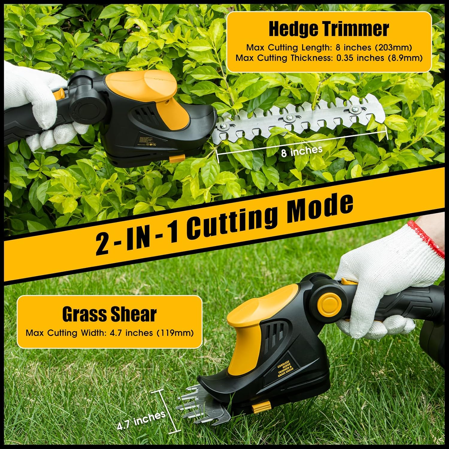 Hedge Trimmer Cordless for DEWALT 20V MAX Battery, 1200RPM Grass Trimm